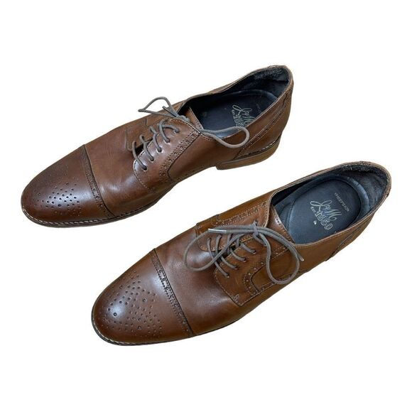 wing tip or cap toe for brown dress shoes J&M Est 1850 Men's Sz 12 Walnut Leather and brown tailoring Wrap Top Brown Floral Long Sleeve Collar Size:17